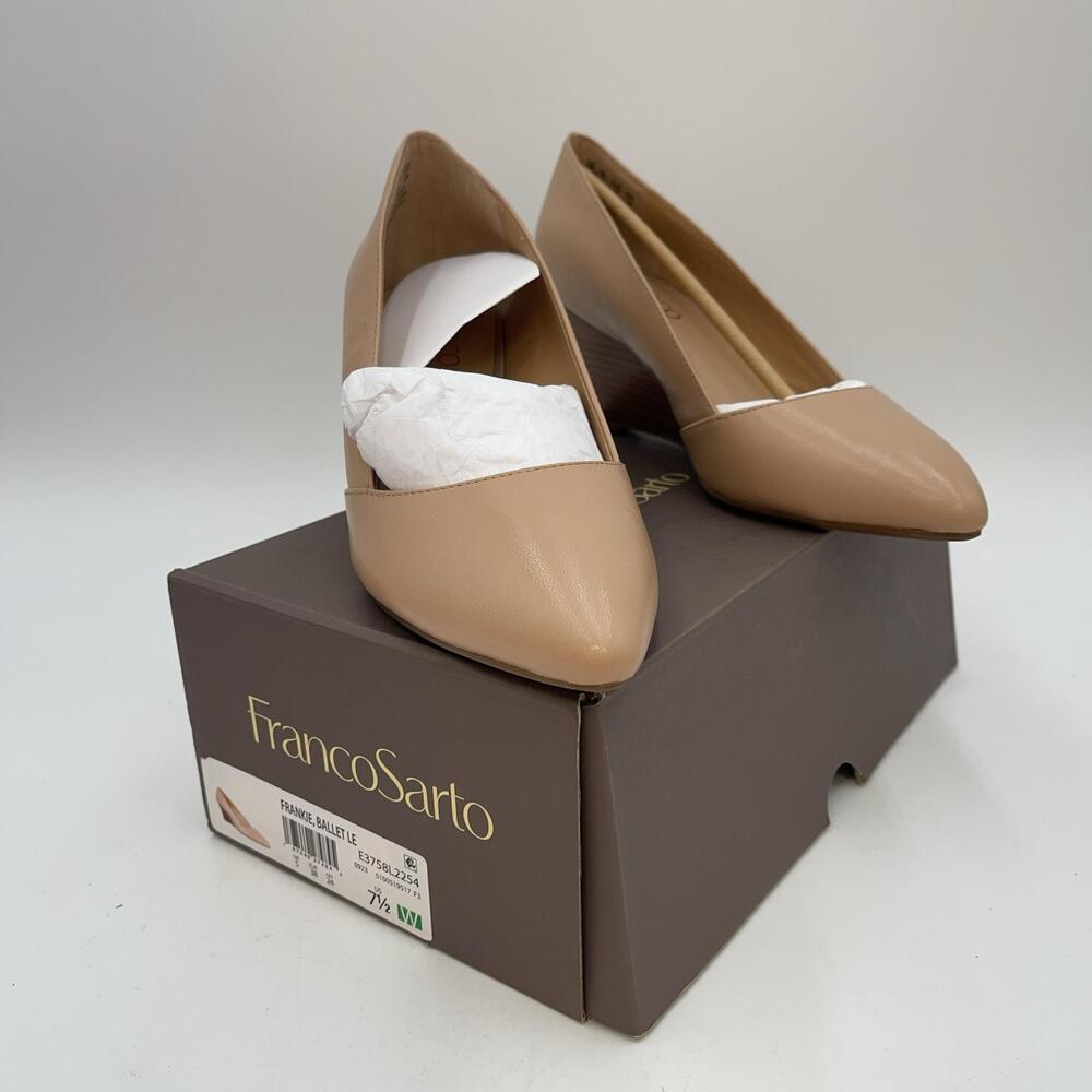 Franco Sarto Women's Frankie Wedge Pump Shoes Pointed Toe Leather Size 7.5 W